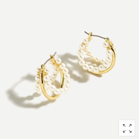 J. Crew Jewelry - J. CREW Layered Pearl Hoop Earrings NWT